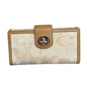 Coach vintage y2k Turnlock Envelope Wallet optic white brown leather